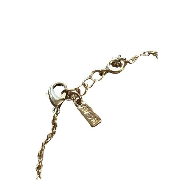 Vintage Avon Gold Tone Anklet Heart Pendant Clear Rhinestones Adjustable 9" - Picture 3 of 3